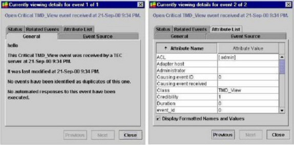 Event details in the Java Console