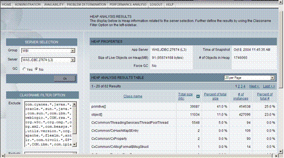 Screenshot of Heap Analysis