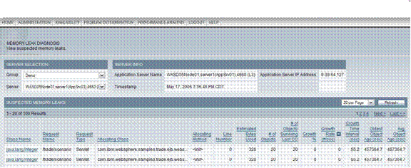 Screenshot of a Detailed Memory Leak Report