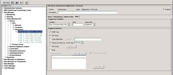 Policy-based disk quota management