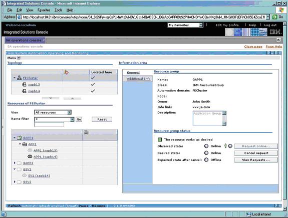 Operations console for TSA