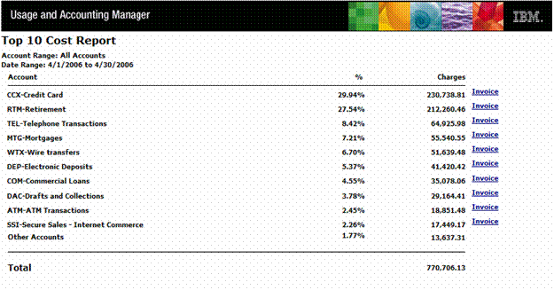 Screenshot of Top Cost Report