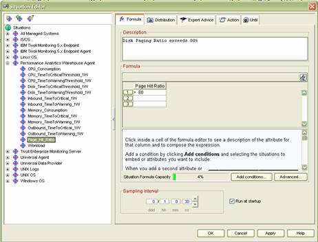 Figure 2: Capacity Management Exceptions in IBM Tivoli Performance Analyzer